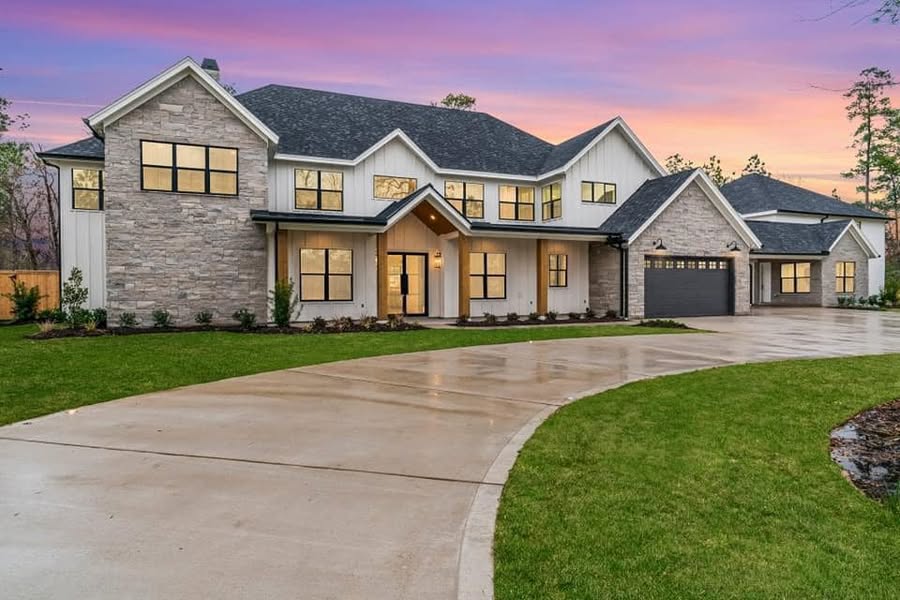 Exterior of a two-story home in Spring, Texas, shared by JNL Flooring as a completed residential project
